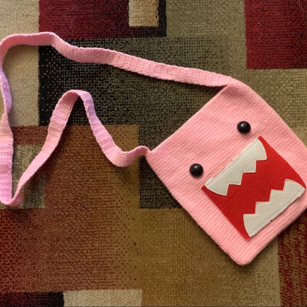 Pink monster knitted toddler tote